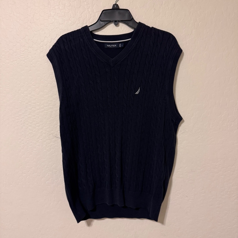Nautica Men's Dark Blue V-Neck Sweater Vest